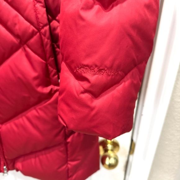 Eddie Bauer Woman's Down Parka XS RED, FLEECE LINED COLLAR - Picture 5 of 7